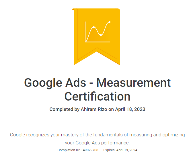 Ads Measurement certificate